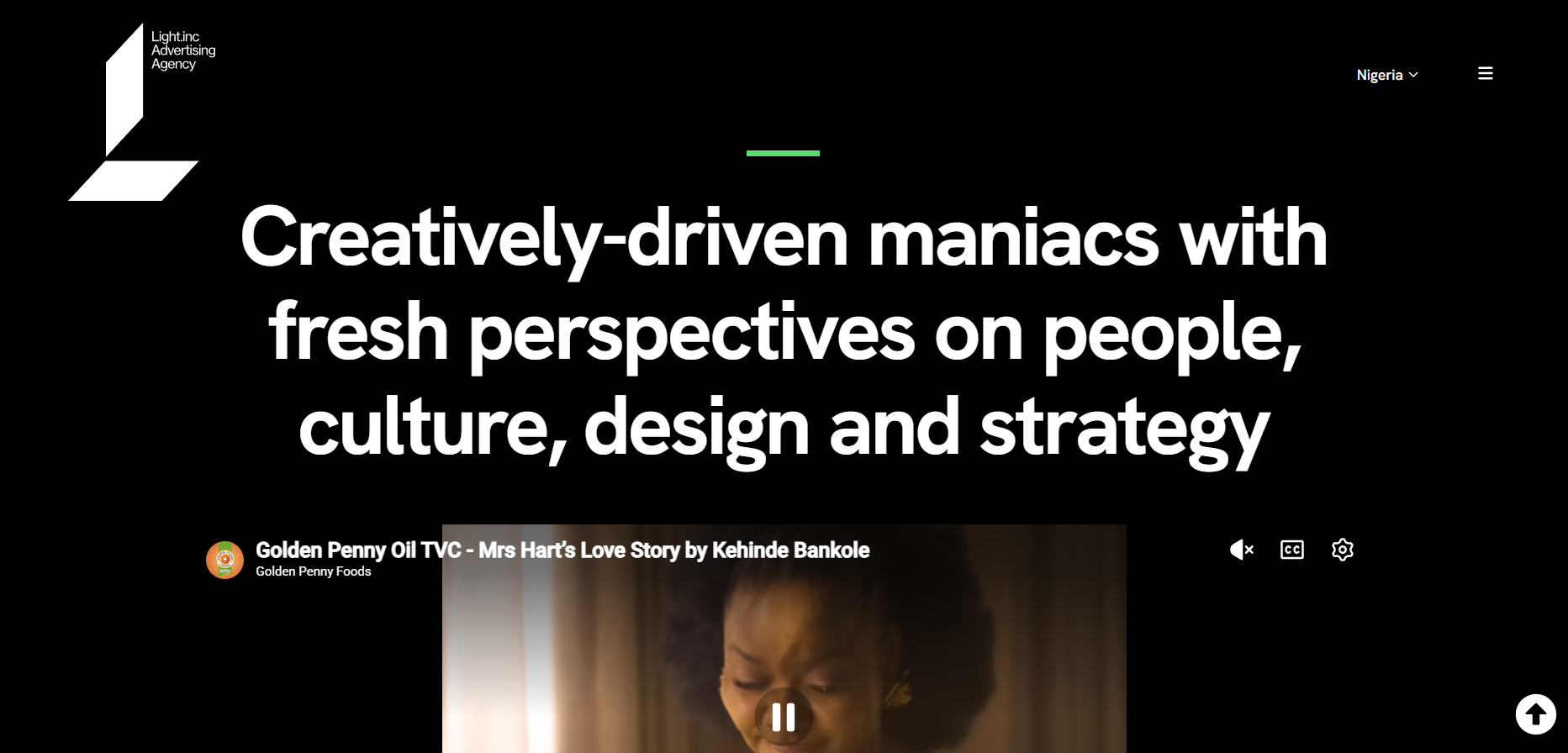 Light Inc creative brand transformation website homepage